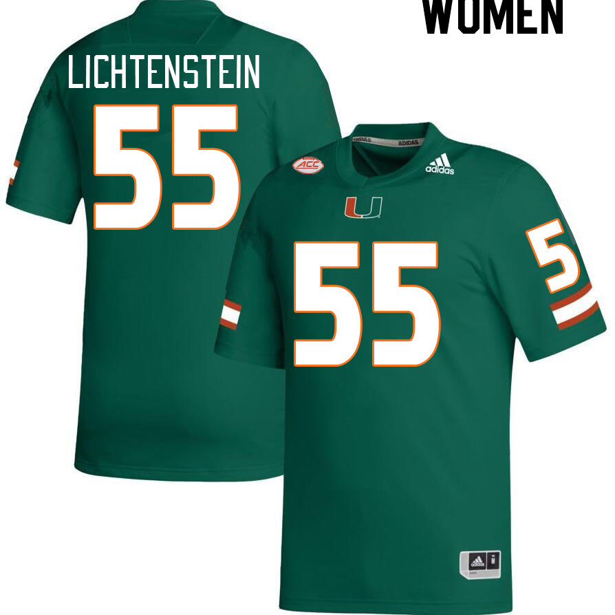 Women #55 Jacob Lichtenstein Miami Hurricanes College Football Jerseys Stitched-Green - Click Image to Close
